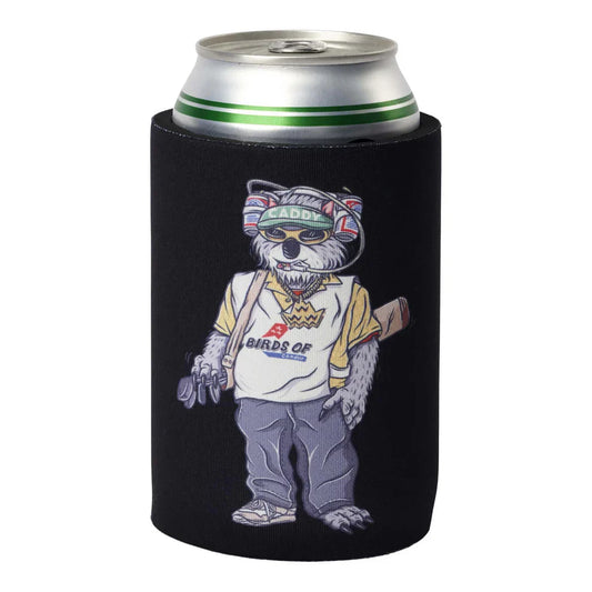 Bild på en öl koozie med en panda som motiv