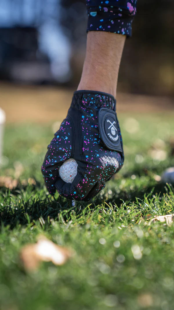 BLACK PAINT SPLASH GOLF GLOVE