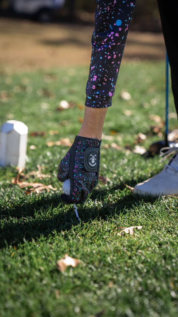 BLACK PAINT SPLASH GOLF GLOVE