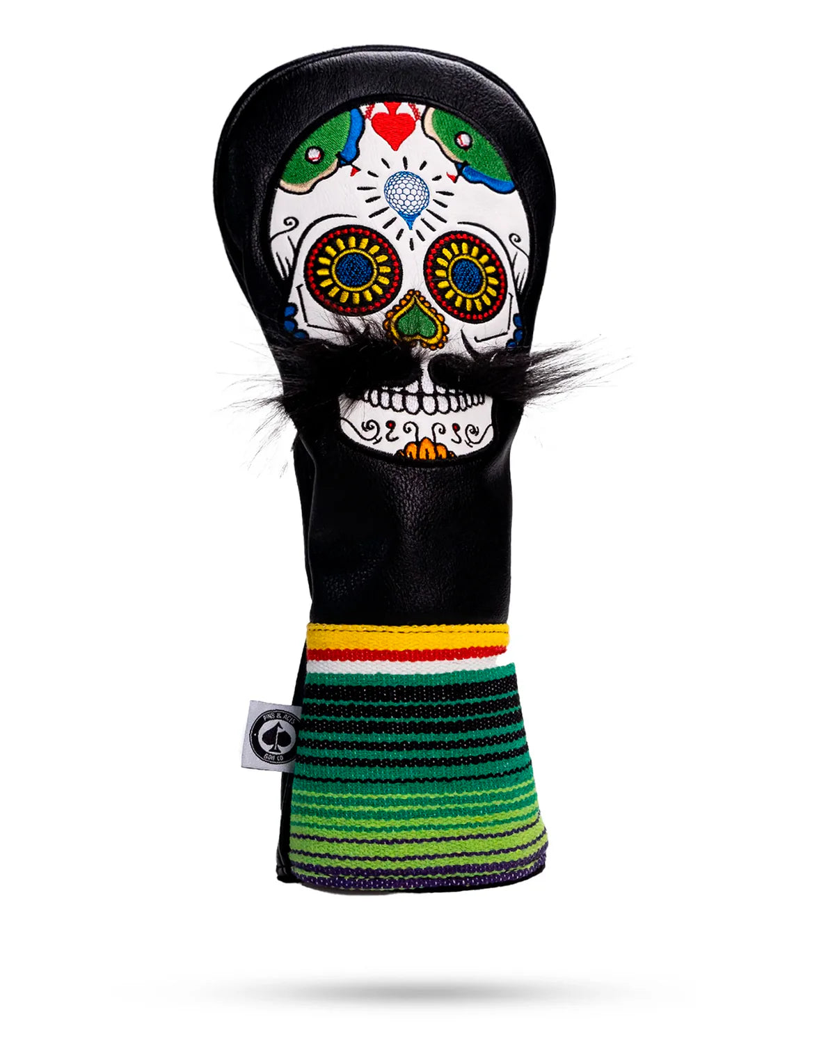 MUSTACHE SUGAR SKULL - DRIVER HEADCOVER BLACK
