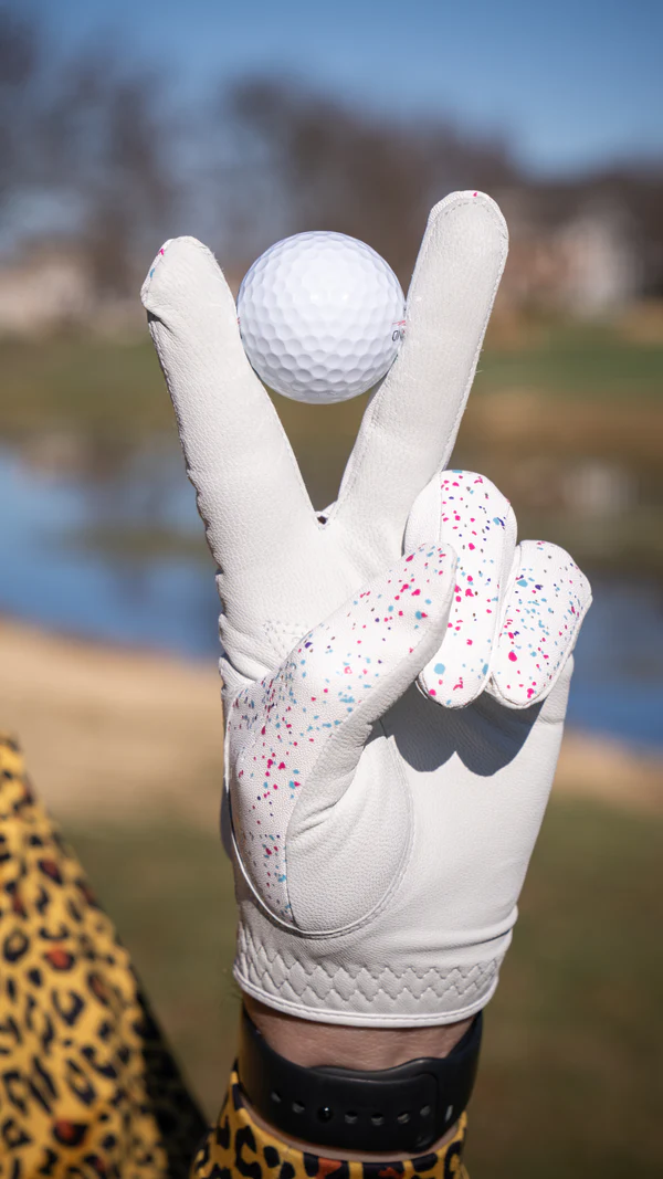 VIT FÄRGSTÄNK GOLFHANDSKE