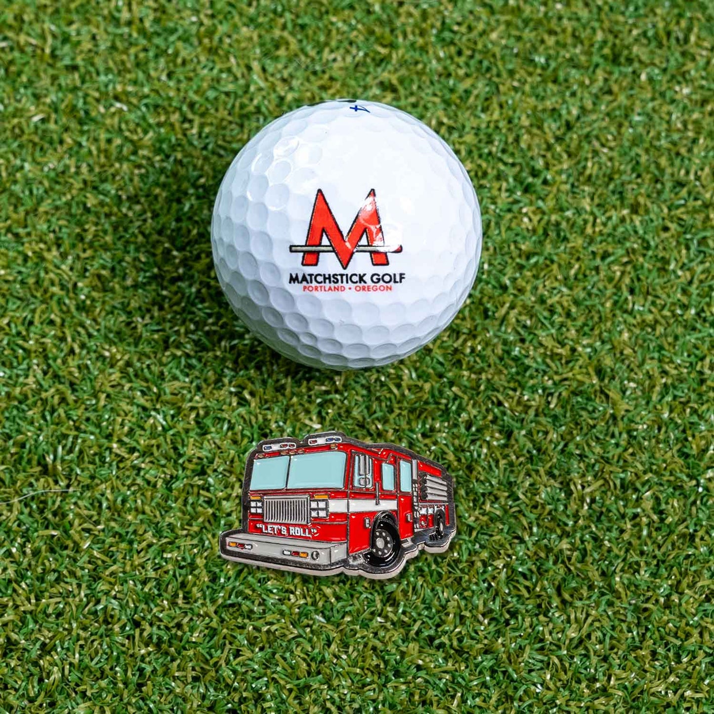 FIRE TRUCK GOLF BALL MARKER