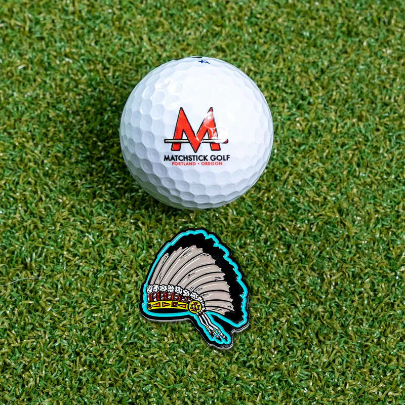 NATIVE HEADDRESS GOLF BALL MARKER