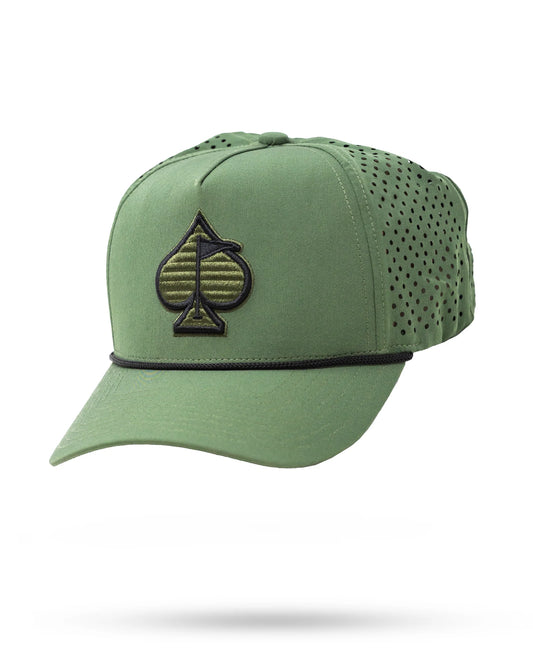 PERFORATED ROPE HAT - OLIVE